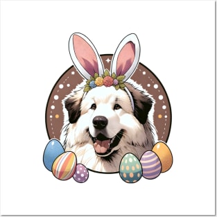 Pyrenean Shepherd's Easter Joy with Bunny Ears Celebration Posters and Art